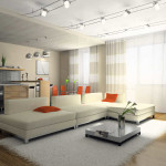 Interior of the stylish apartment 3D rendering