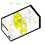 kis családi lakás moduláris bútorok – gyerekszoba alaprajz
