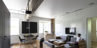 Kis családi lakás moduláris és változtatható, bámulatosan multifunkciós terekkel és bútorokkal kis családi lakás moduláris bútorok - nappali