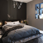 loft hálószoba fal inspiráció és ötlet – barna csíkos