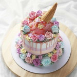 kézműves virág torta, kreatív – fagyi torta