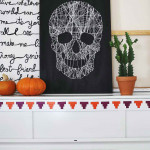 Halálfej kép cérnából – Halloween dísz dekoráció