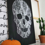 Halálfej kép cérnából – Halloween dísz dekoráció