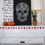 Halálfej kép cérnából – Halloween dísz dekoráció